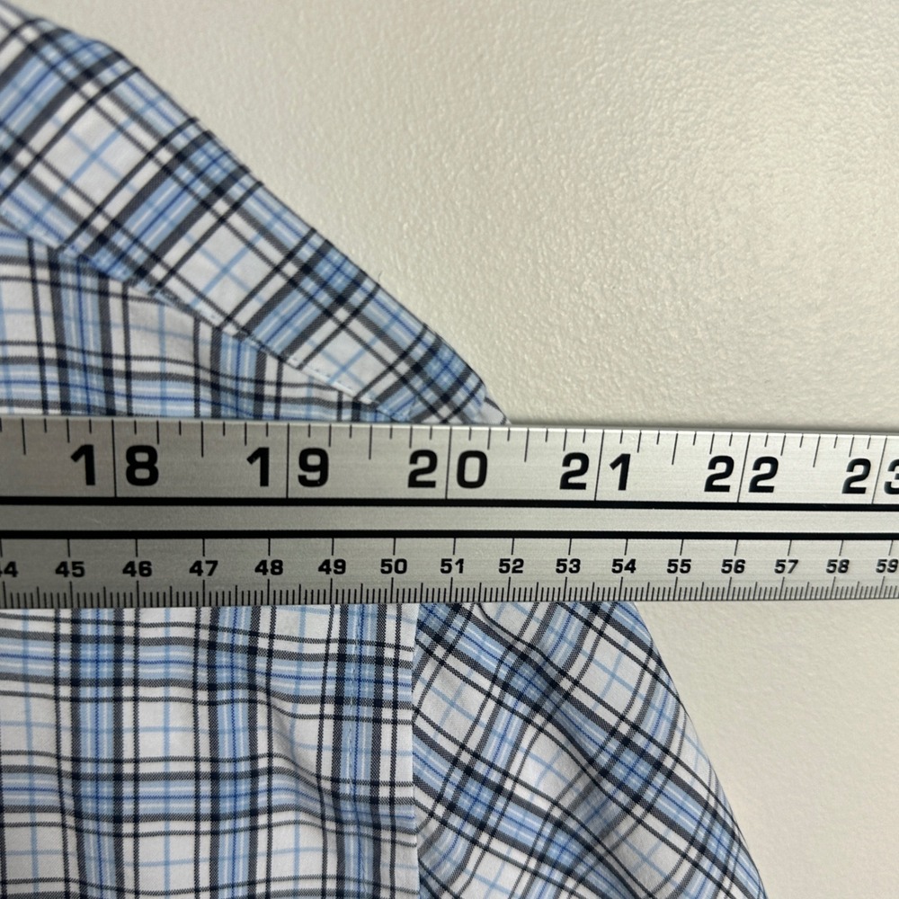 Peter Millar Summer Comfort Crown Long Sleeve Collared Shirt Blue Plaid Size XL - Picture 11 of 14